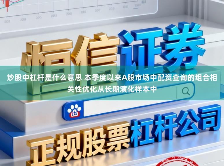 炒股中杠杆是什么意思 本季度以来A股市场中配资查询的组合相关性优化从长期演化样本中